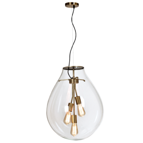 Matt Brass Pendant with Clear Glass
