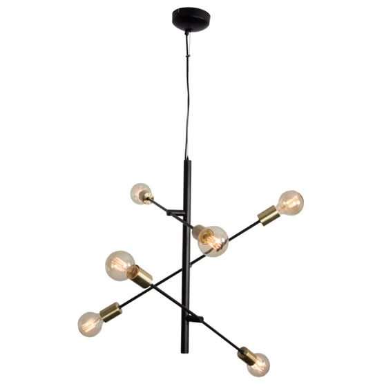 Black & Gold 6 Light Metal Pendant with Adjustable Arms
