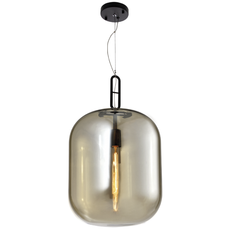Metal Pendant with Cognac Colour Glass