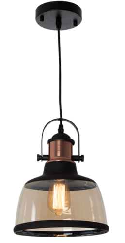 Metal Pendant with Cognac Colour Glass
