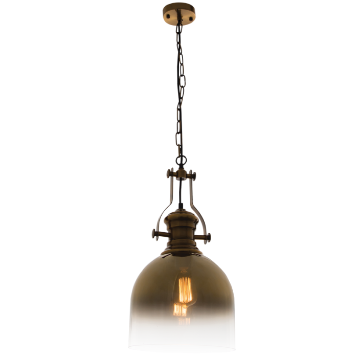 Satin Brass Pendant with Gold Glass