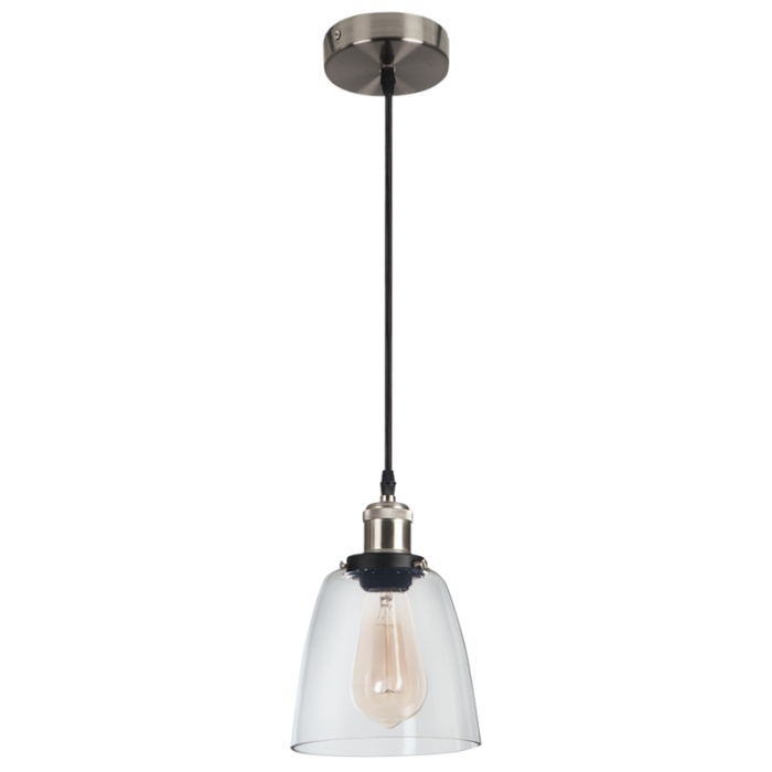 Satin Chrome Pendant with Clear Glass PEN921