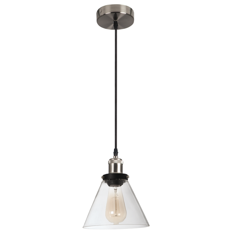 Satin Chrome Pendant with Clear Glass