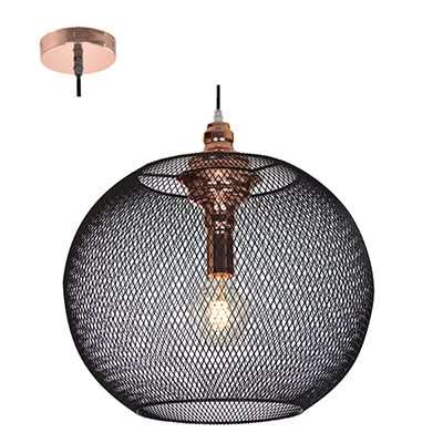 Mesh Pendant 475mm Matt Black/Copper