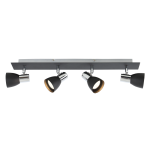 4 Light Chrome & Black Ceiling Spotlight