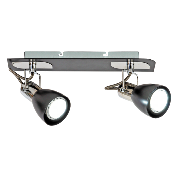 2 Light Polished Chrome and Black Spotlight