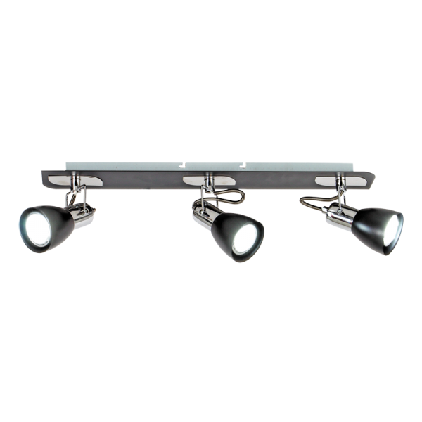 3 Light Polished Chrome and Black Spotlight