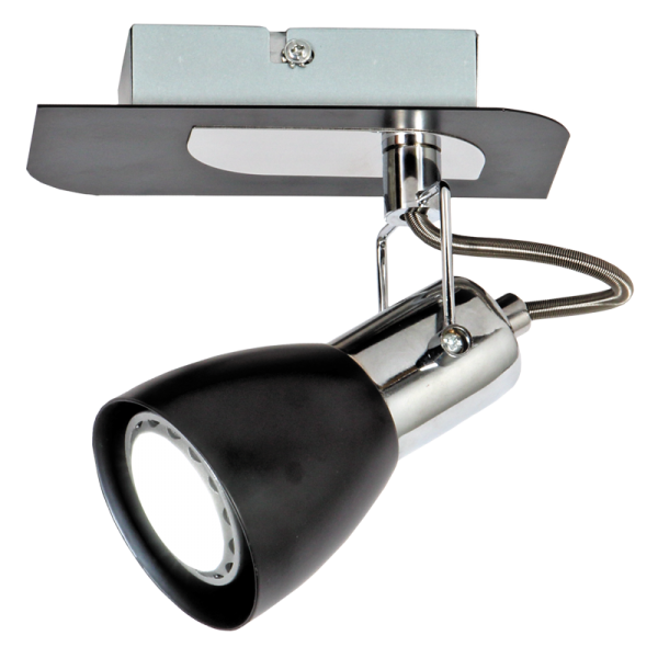 1 Light Polished Chrome and Black Spotlight