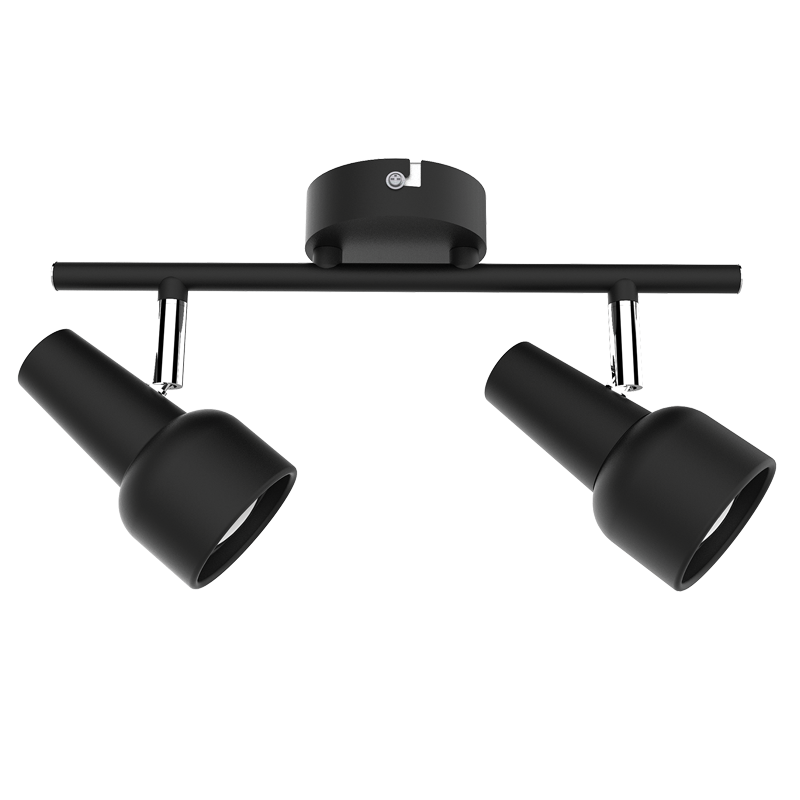 Mandini Matt Black 2 Light Ceiling Spotlight