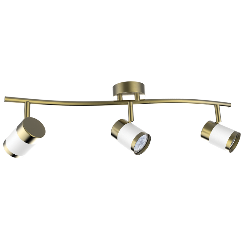 Bazley Brass & White 3 Light Ceiling Spotlight