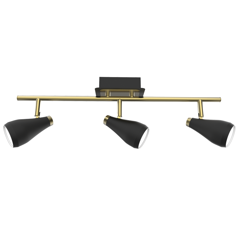 Berlin Brass & Black 3 Light Ceiling Spotlight