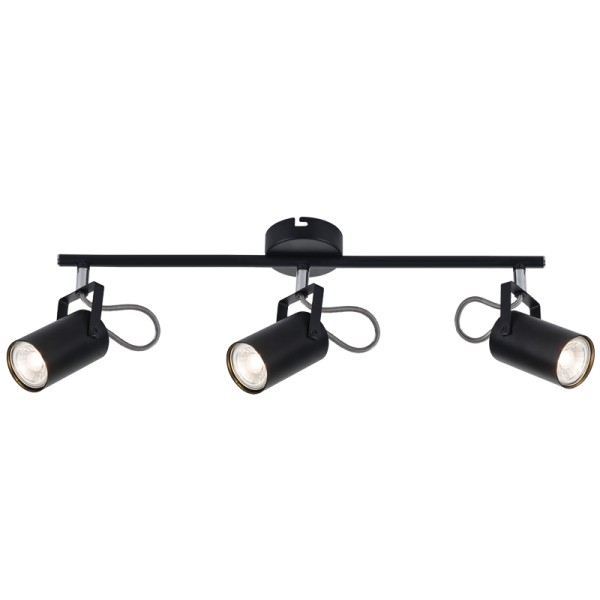 3 Light Black Metal and Polished Chrome Spotlight