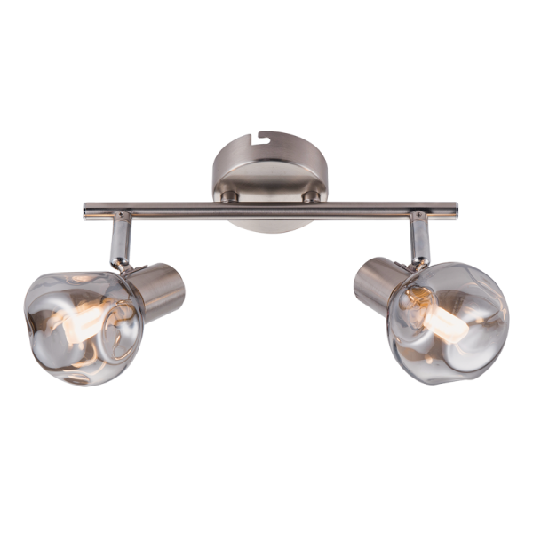 2 Light Satin Chrome Spotlight with Smoke Colour Glass