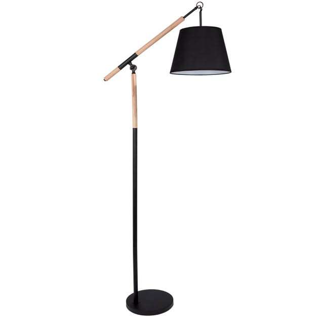 Black & Wood Floor Lamp - Nordic Arc