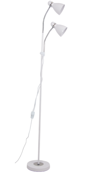 White & Chrome Floor Lamp with Gooseneck Arms