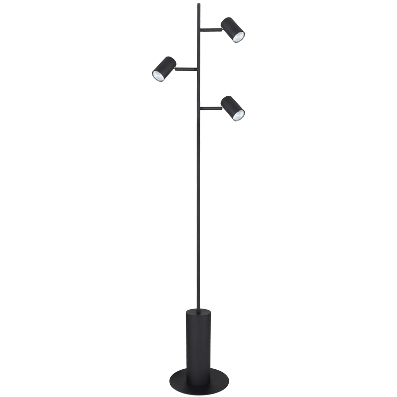 3 Light Black Metal Floor Lamp