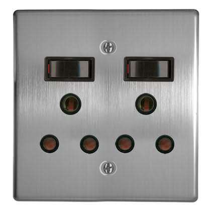 Silver 2 x 16A Switched Socket
