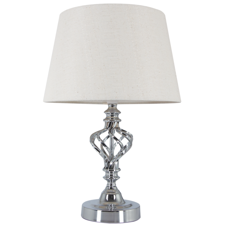 Polished Chrome Table Lamp With Cream Fabric Shade