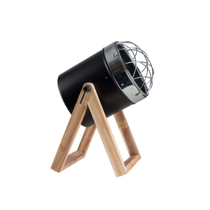 Black Polished Chrome, Metal and Wood Table Lamp