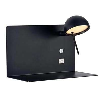 USB Wall Light 180mm Black