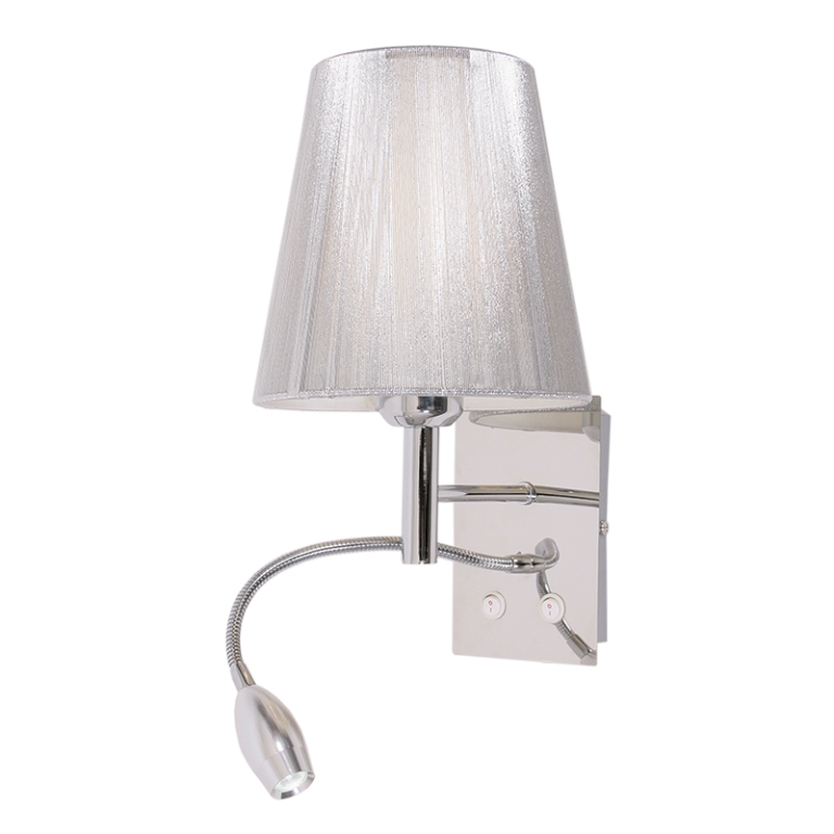 Polished Chrome Wall Fitting with Silver Thread Shade