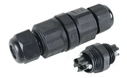 3 Pole IP68 Waterproof Cable Connector - 2 Pack