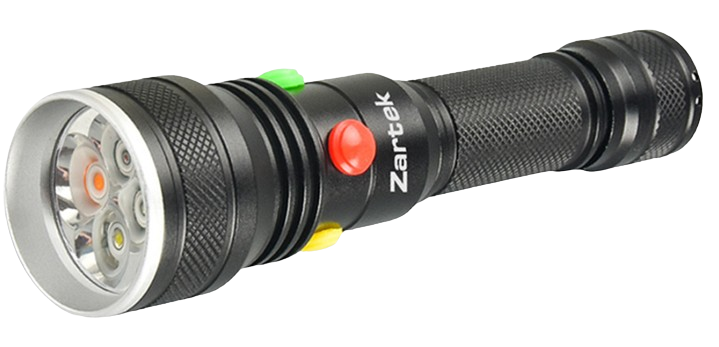 4-LED Rechargeable Colour Signalling Torch (White, Red, Yellow, Green)