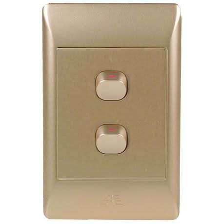 Champagne Light Switch - 2 Lever, 1 Way (4 x 2)