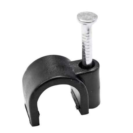 Black Round 10mm Cable Clip - 100 Pack