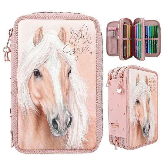 Miss Melody Triple Filled Pencil Case Romantic (horse head)