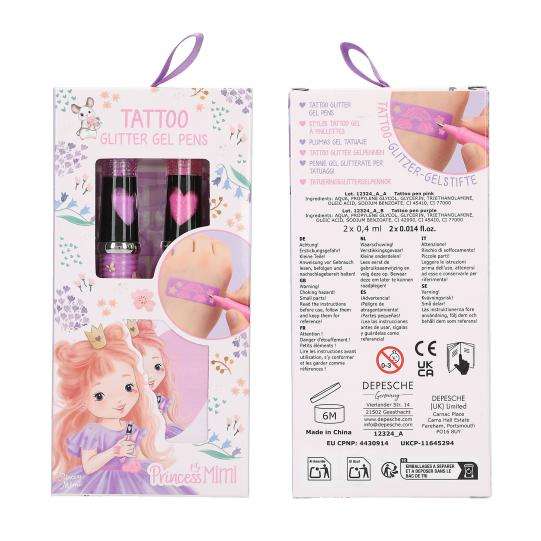 Princess Mimi Tattoo Glitter Gel Pens with Stencil