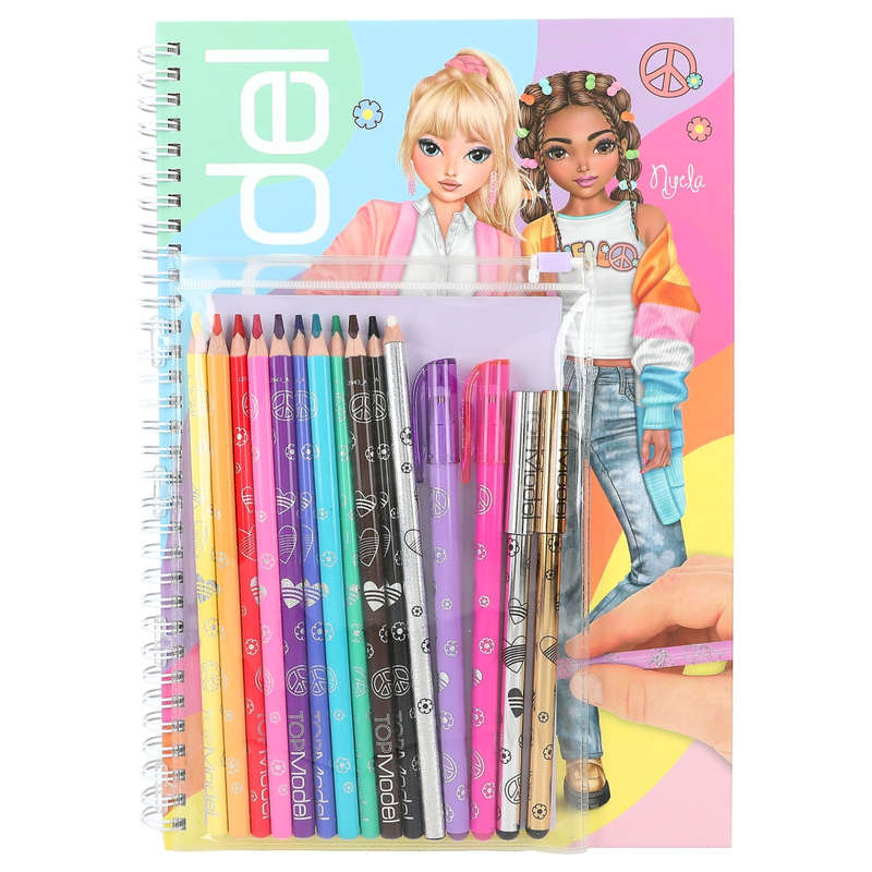 Top Model Colouring Book with Stickers, Pen & Pencil Set