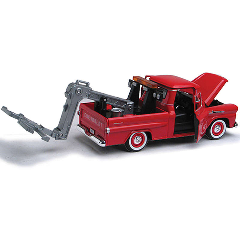 Chevy Apache Fleetside Pickup Tow Truck Red 1958 (scale 1:24)