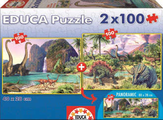 Puzzle 2 x 100pc Dino World (Educa)
