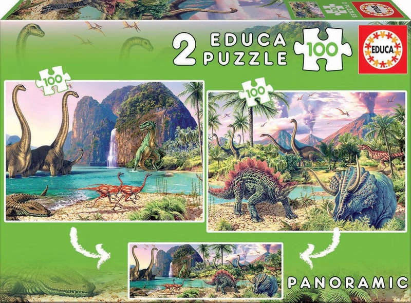 Puzzle 2 x 100pc Dino World (Educa)