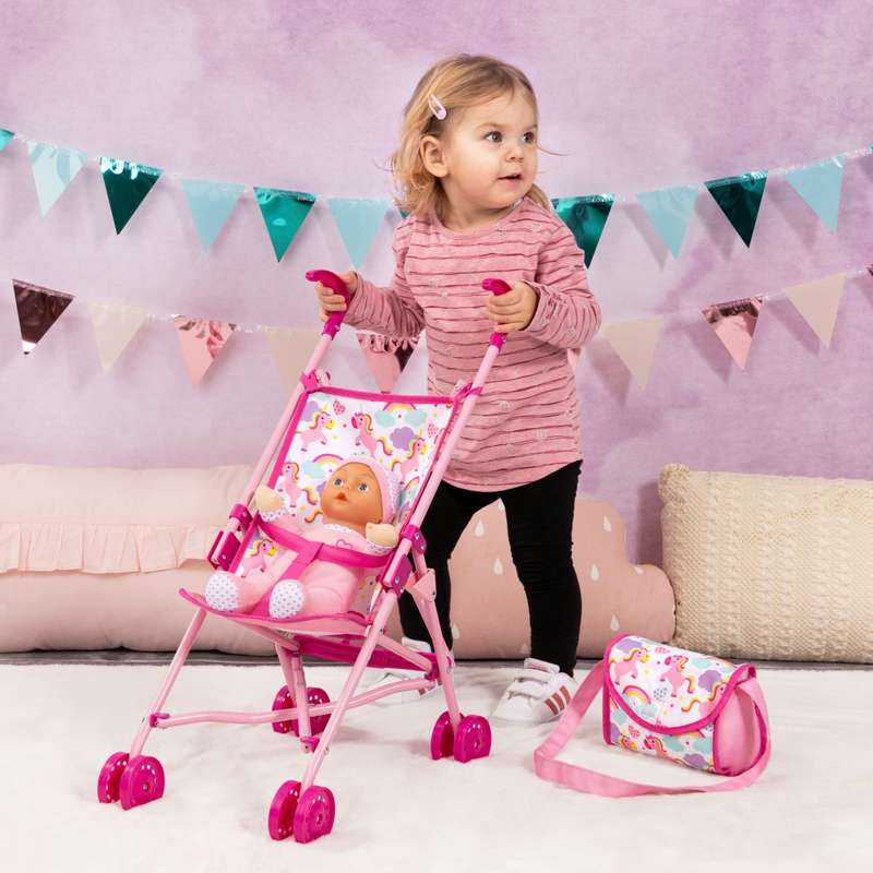 Buggy Doll's Pram Set (Pink Unicorns) (Bayer)