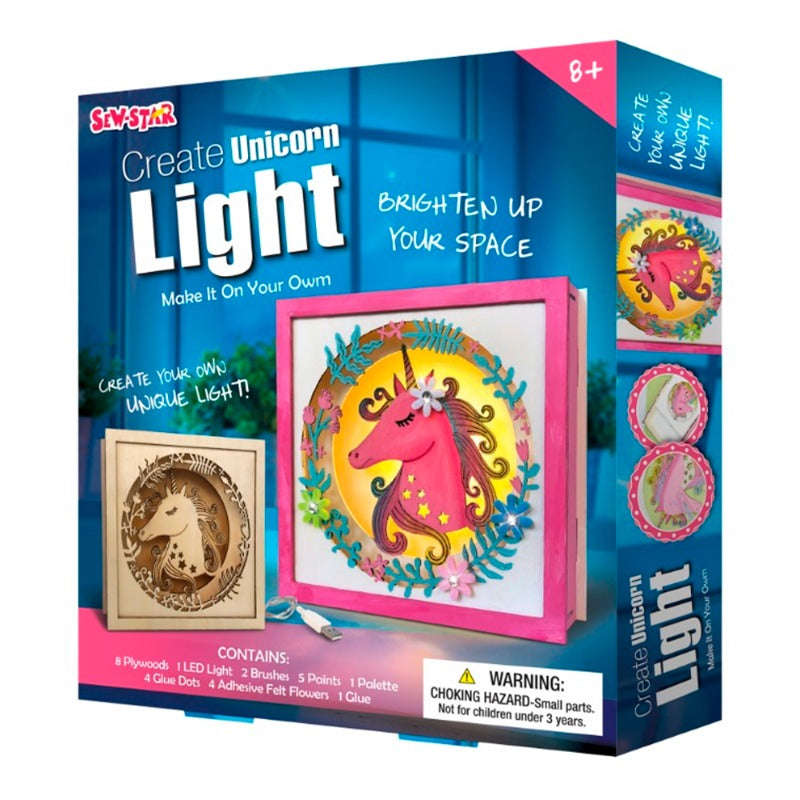 Sew Star Create Your Own Unicorn Light in Wooden Frame