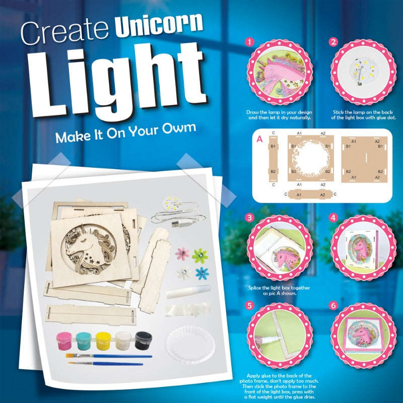 Sew Star Create Your Own Unicorn Light in Wooden Frame