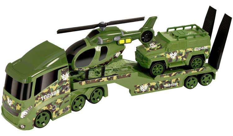 Teamsterz Large Light & Sound Military Transporter w Chopper