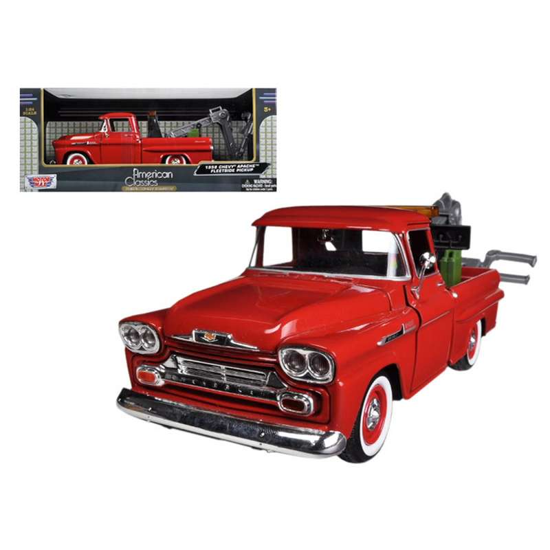 Chevy Apache Fleetside Pickup Tow Truck Red 1958 (scale 1:24)