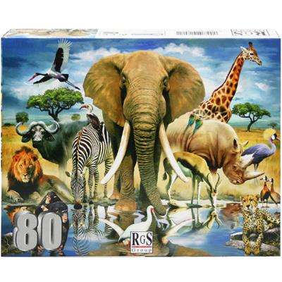 Puzzle 80pc Wild At Waterhole (African Oasis)