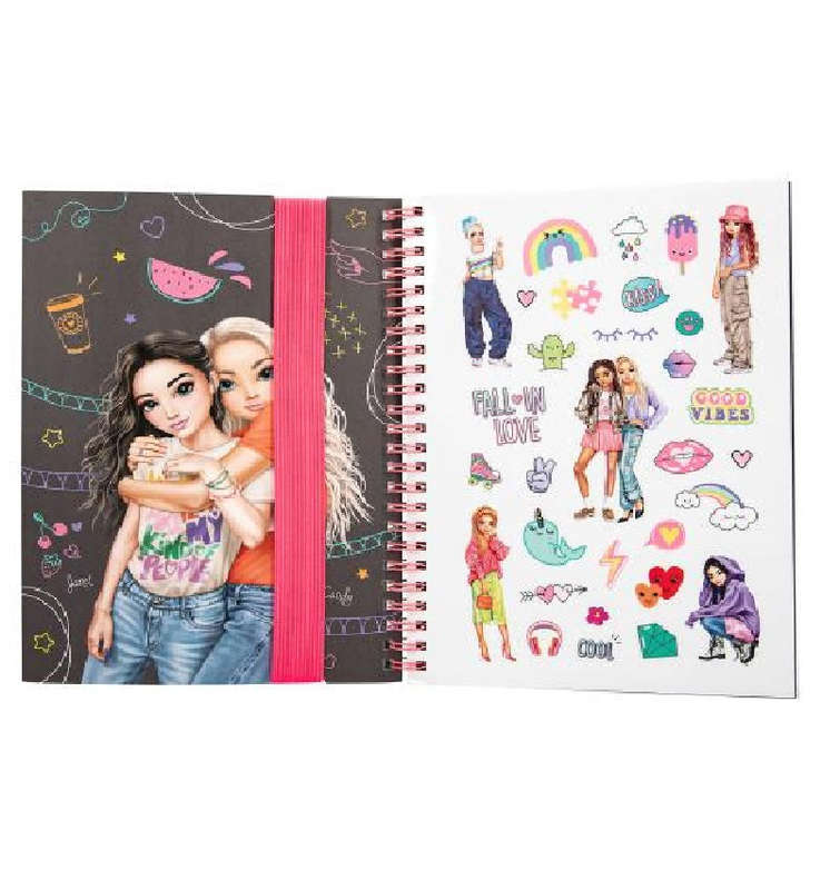 Top Model Doodle Colouring Book Set (w 5xneon pens,stickers)