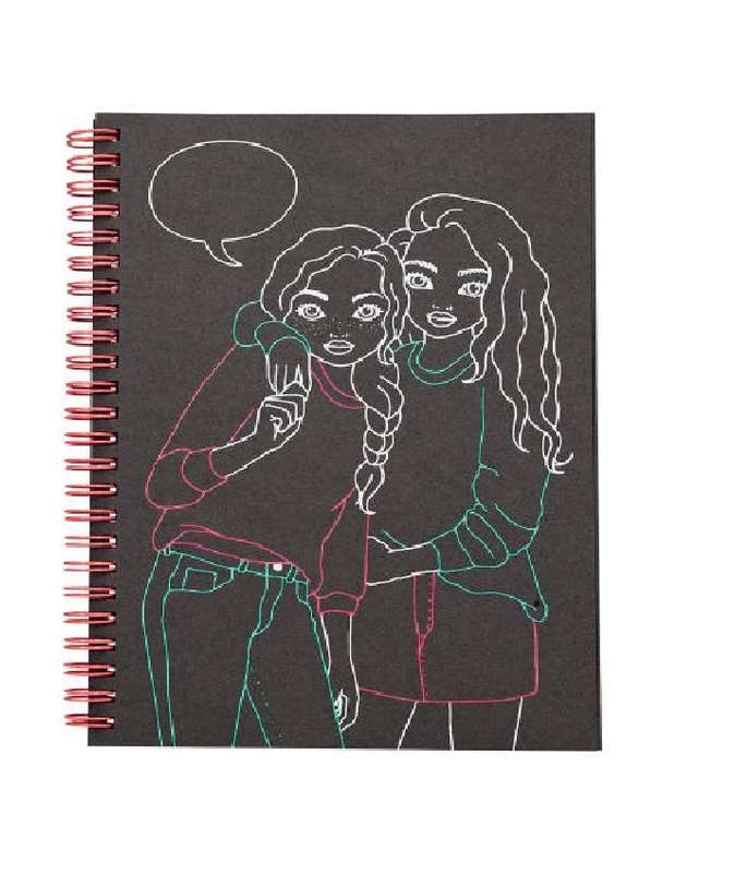 Top Model Doodle Colouring Book Set (w 5xneon pens,stickers)