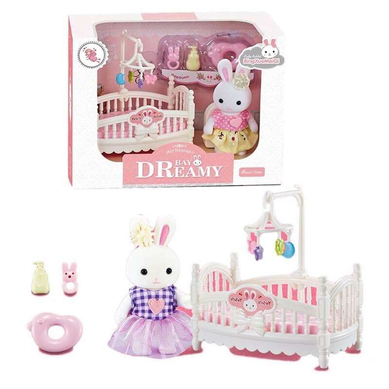 Dreamy Bay - Bunny Figurine with Crib & Acc (Boxed)