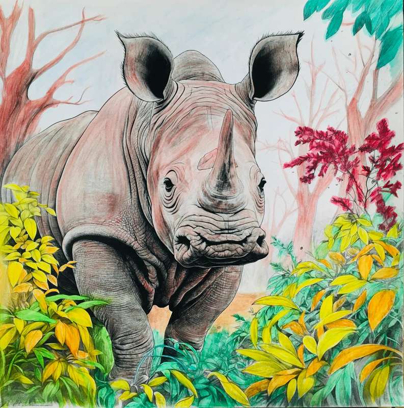 Fine Art - African Rhino 595 x 595mm