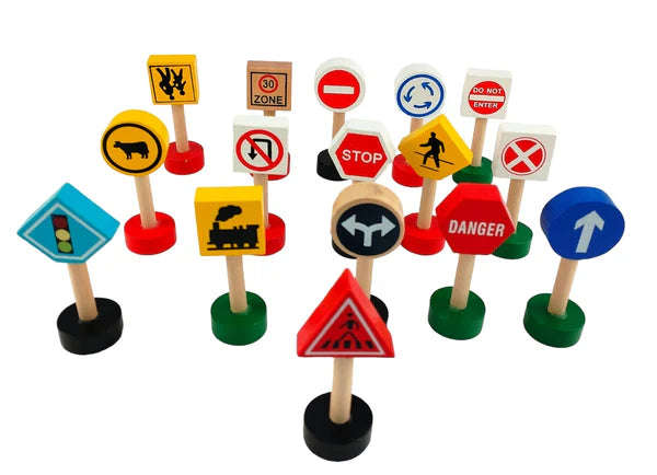 Wooden Traffic Signs 16pc