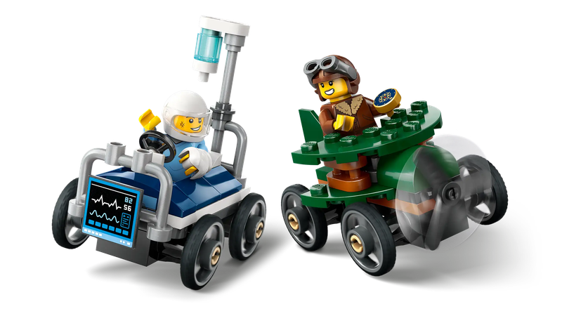 60459 Airplane Vs Hospital Bed Race Car Pack City