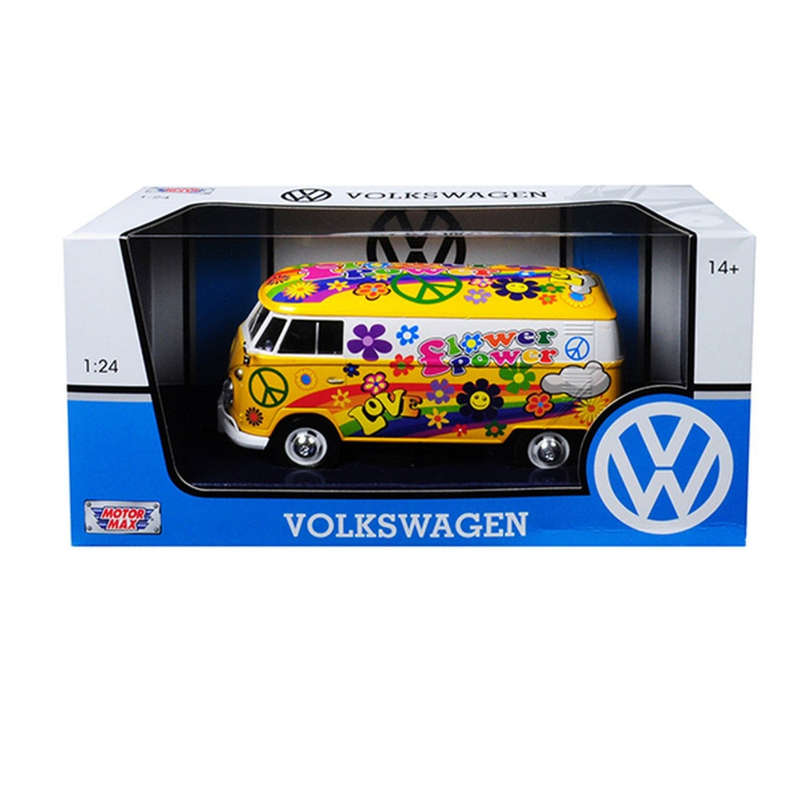 Volkswagen Type 2 T1 Delivery Van Flower Power Yellow 1/24