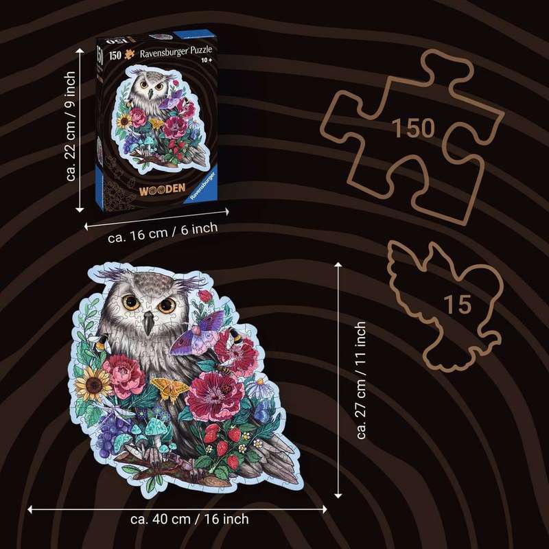Puzzle 150pc Mysterious Owl (Wooden) (Ravensburger)