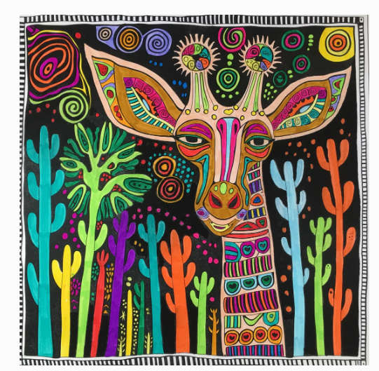 Fine Art - Giraffe's Day Out 300 x 300mm